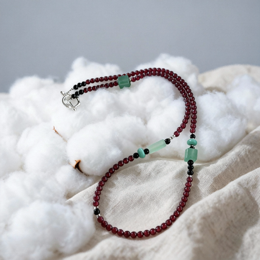 Aventurine Garnet Turquoise Necklace for Stability & Flow | UDO Cloud Gazing