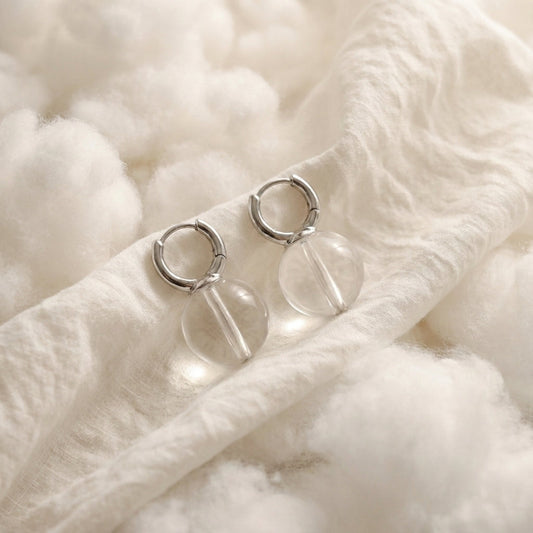 Clear Quartz Stud Earrings – 925 Sterling Silver Push-Back | UDO