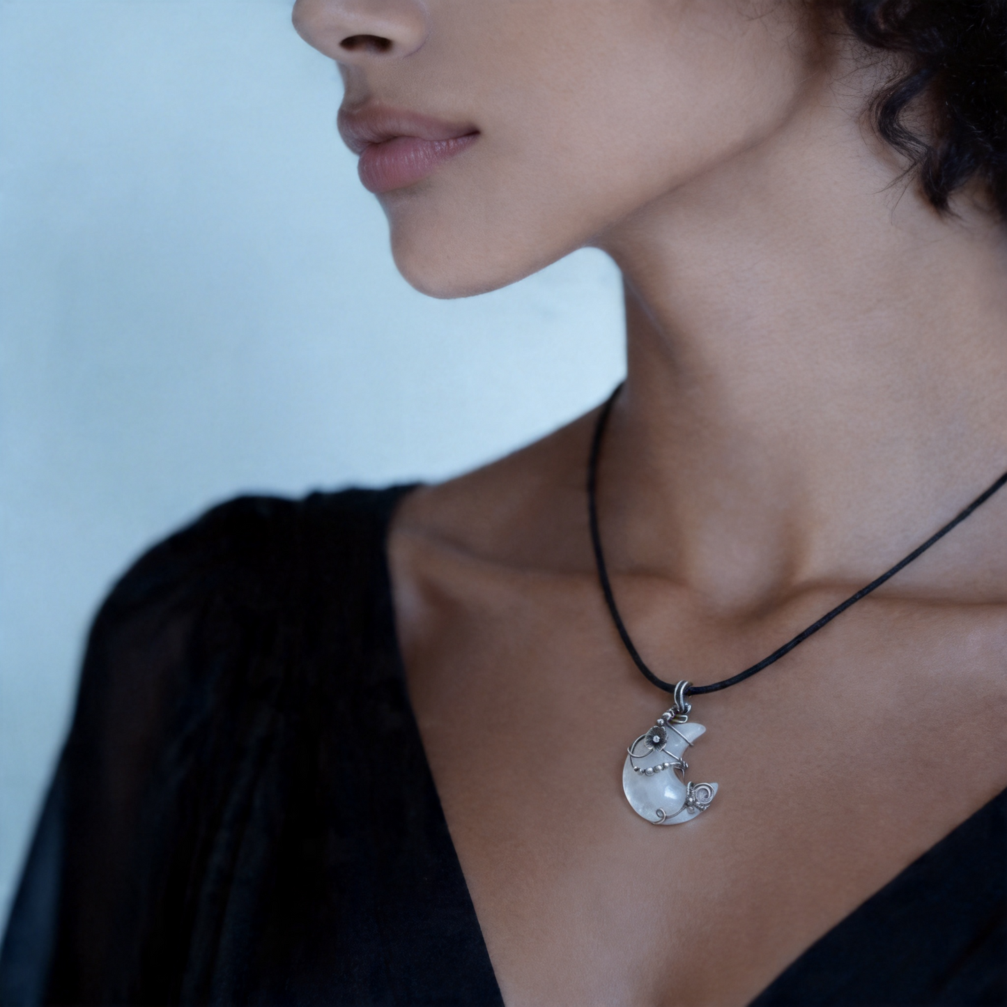 Milky Moon Pendant | Clear Quartz | Clarity · Cirrus – YUNORI