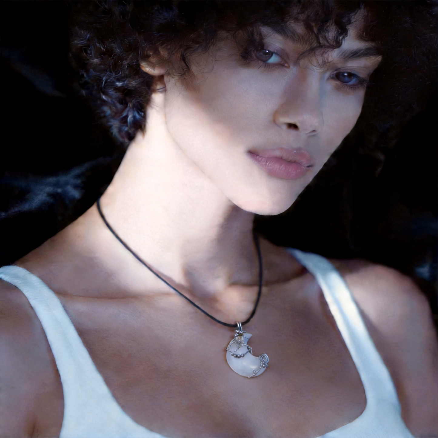 Milky Moon Pendant | Clear Quartz | Clarity · Cirrus – YUNORI