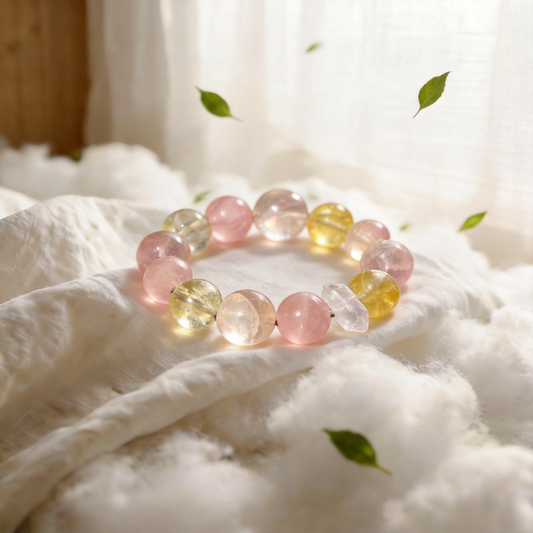 Daybreak Bracelet | Madagascar Rose Quartz · Citrine · Clear Quartz | Clarity · Cirrus – YUNORI