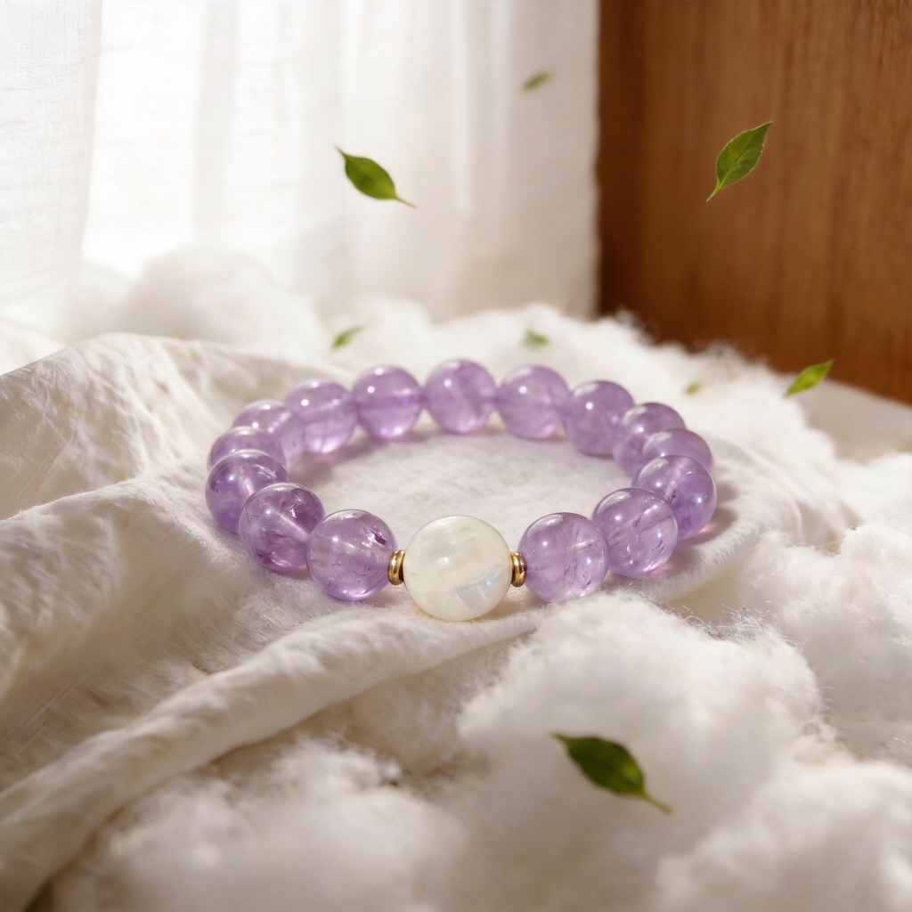 Deep Moon Bracelet | Amethyst · White Phantom Quartz | Clarity · Cirrus – YUNORI